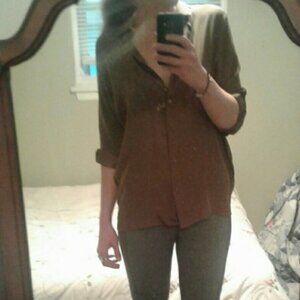 Vince. 100% Silk Dolman Sleeve Button Down Blouse